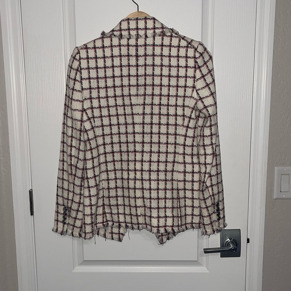 VERONICA BEARD Taja Dickey Double Breasted Cotton Red White Tweed Blazer $570 4 - Picture 11 of 13